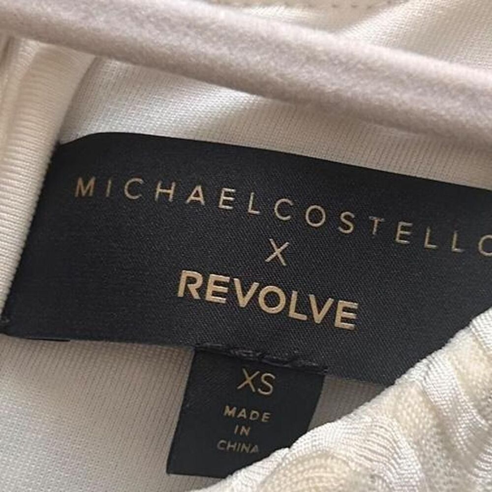 Michael Costello Revolve ivory asymmetrical one shoulder bodycon midi dress XS - Picture 6 of 7